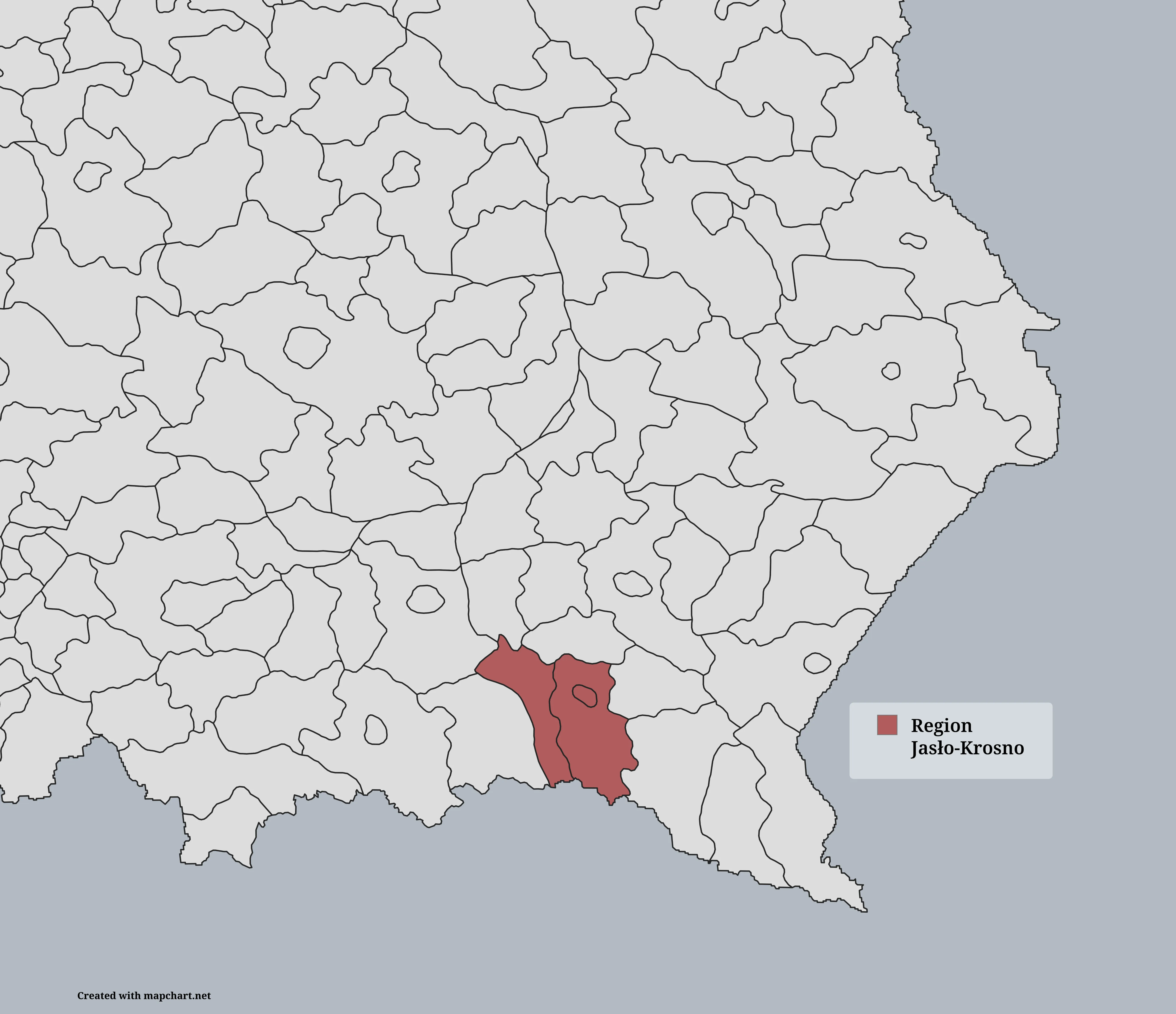Mapa obszaru dostawy (powiat krośnieński i jasielski)